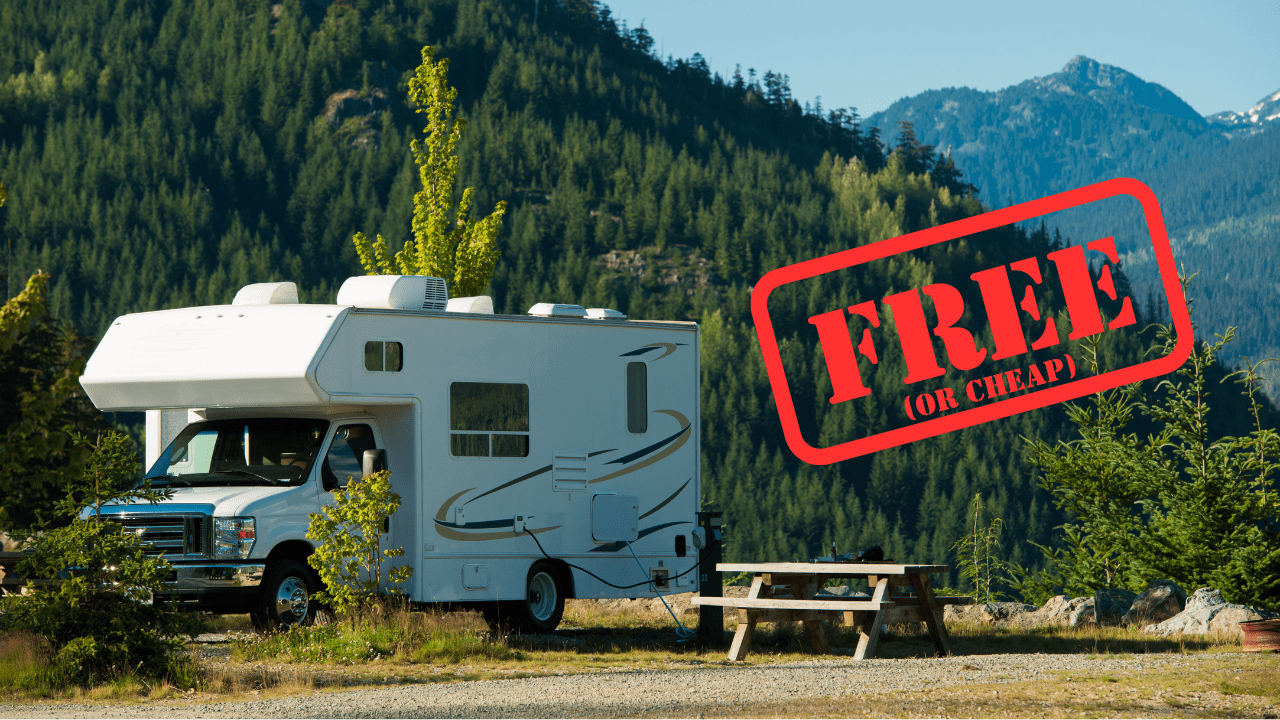 A motorhome at a cheap campsite