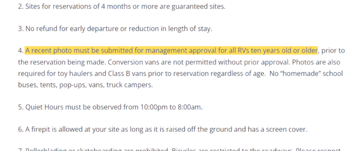 10-year rule at an RV park