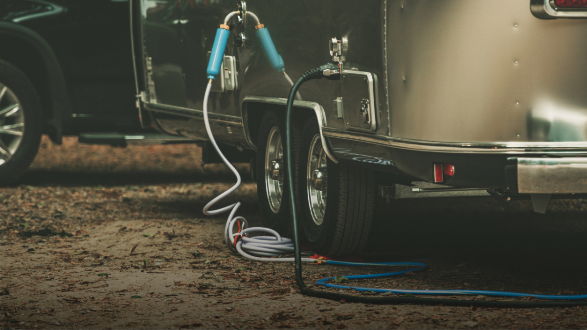An Airstream at a full hook-up site