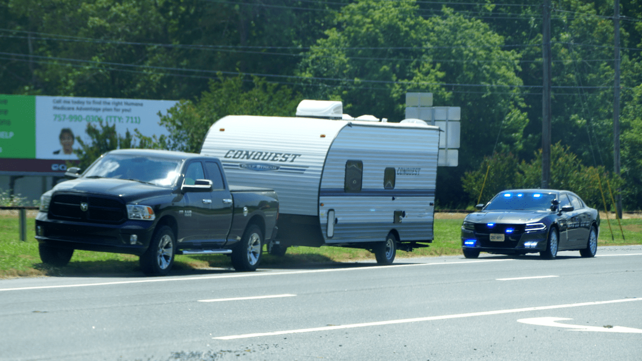AN RV pulled over by the police