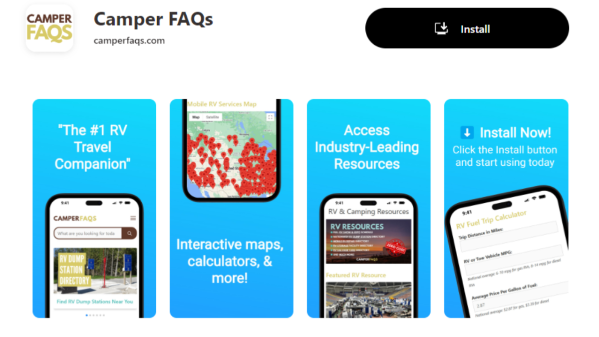 The CamperFAQs.com app is free, but not all are