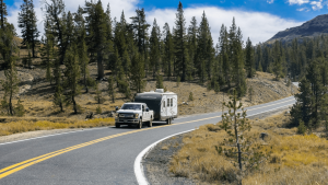 Ford F-Series Super Duty pickup pulling a travel trailer