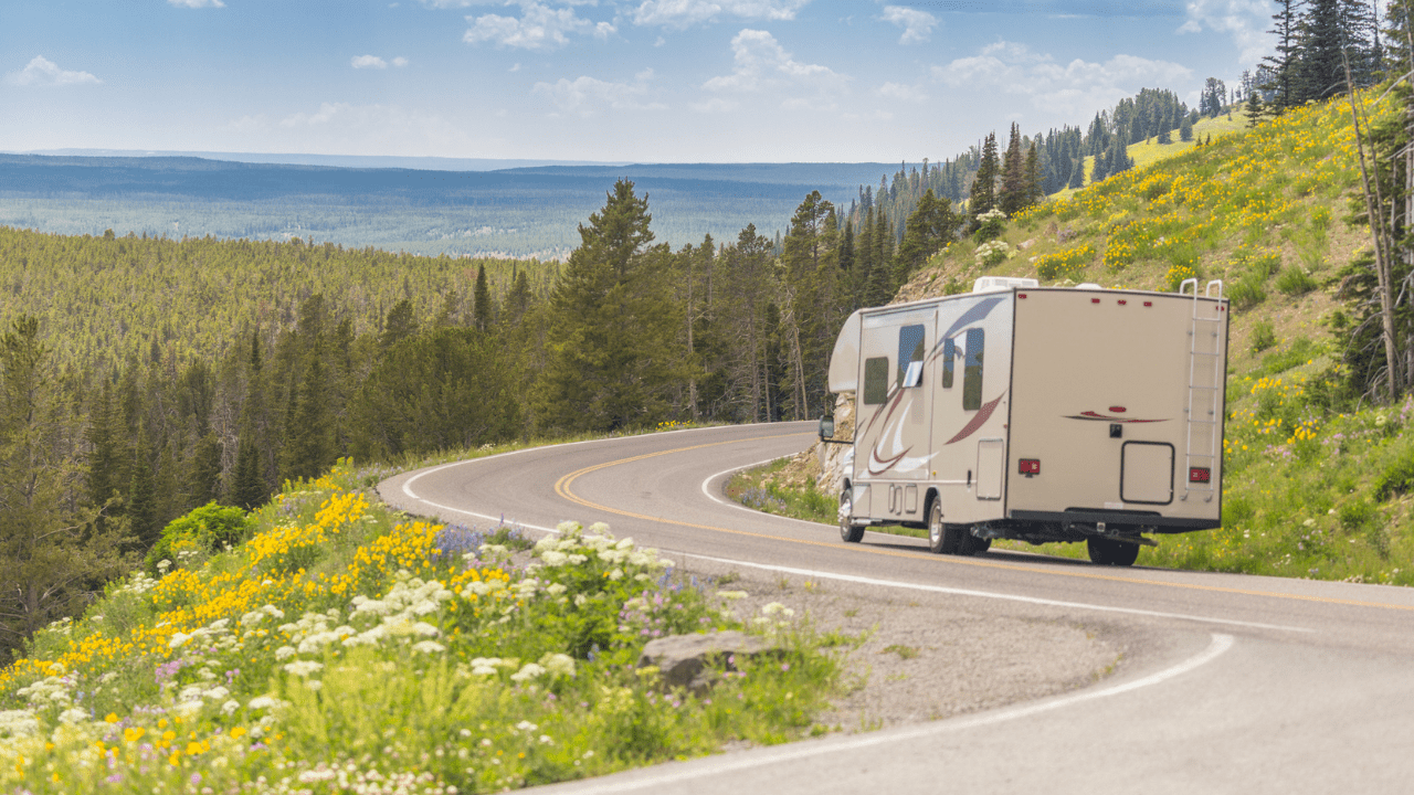 RV driving down the country side