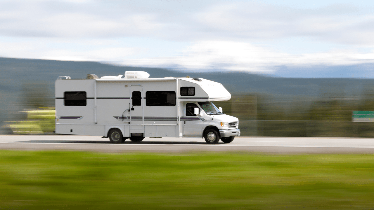 An RV driving down the highway