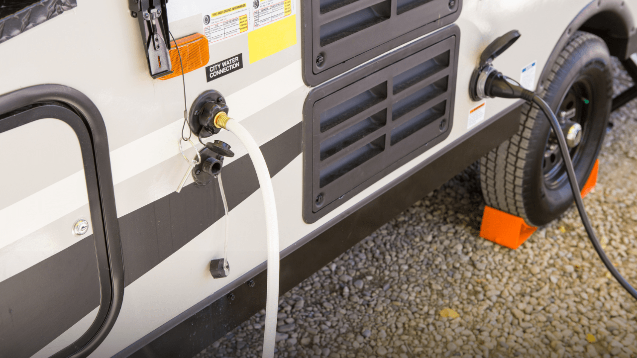 City water connection on a camper Dreamstime Licensed 89449094