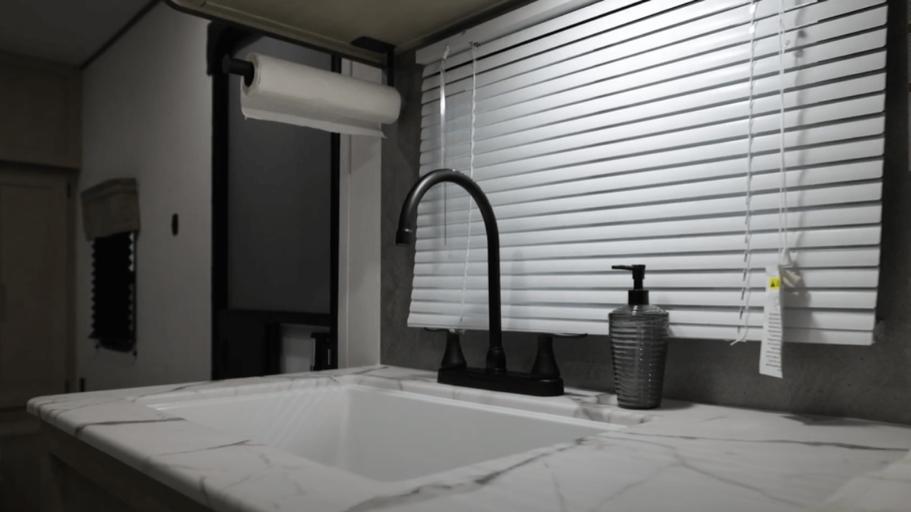 A camper kitchen sink