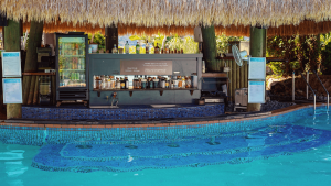 A swim-up pool bar