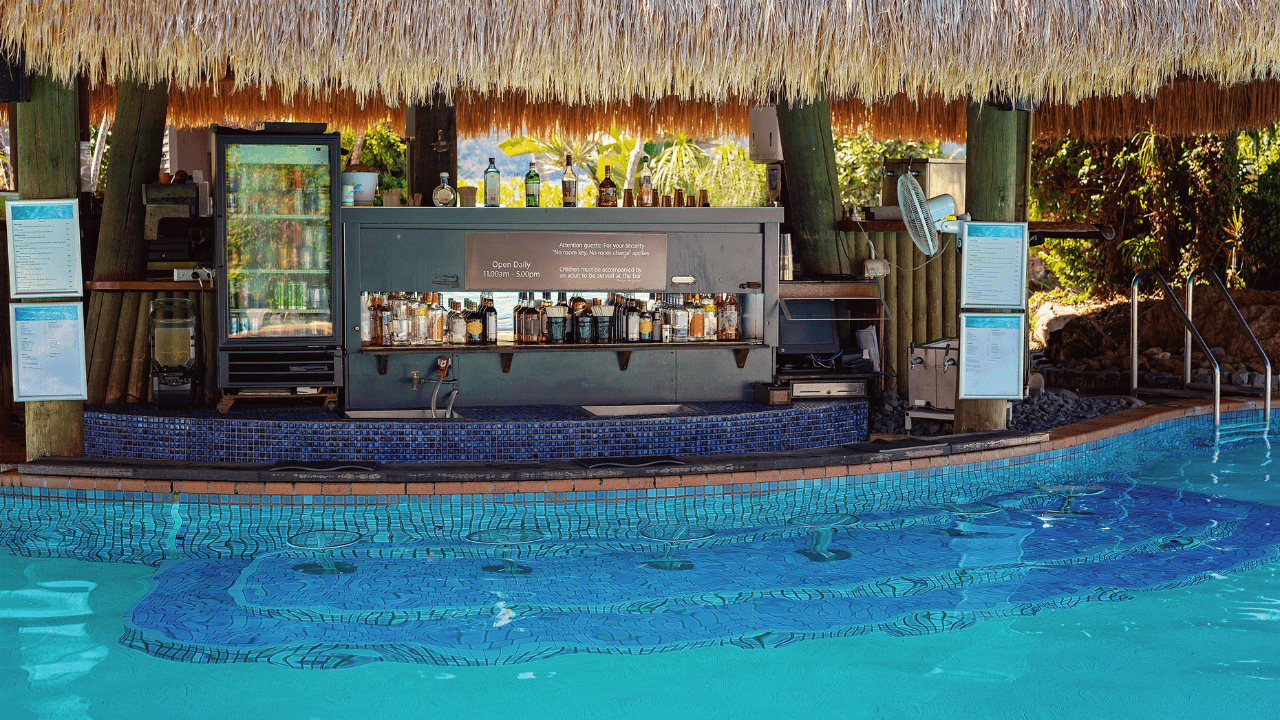 A swim-up pool bar