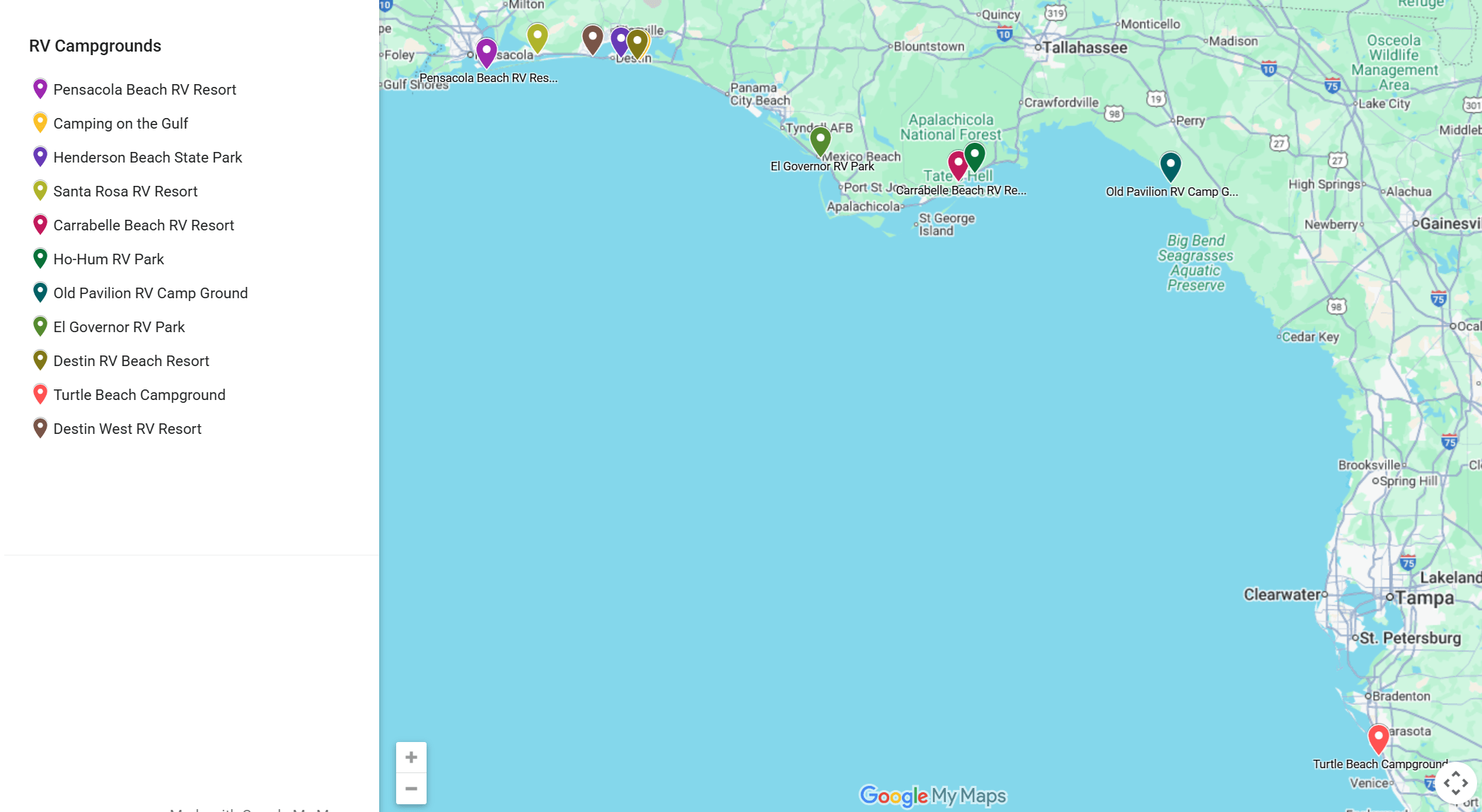 Beachfront RV Campground Map