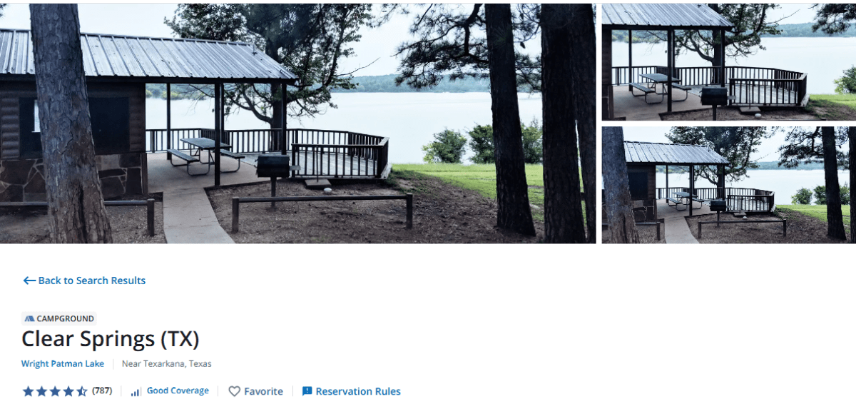 Clear Springs Park listing on Recreation.gov