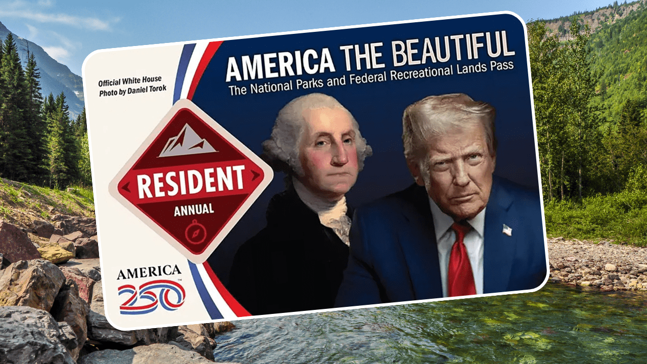 America the Beautiful Annual Pass 2026 courtesy Department of Interior with Glacier National Park in the background