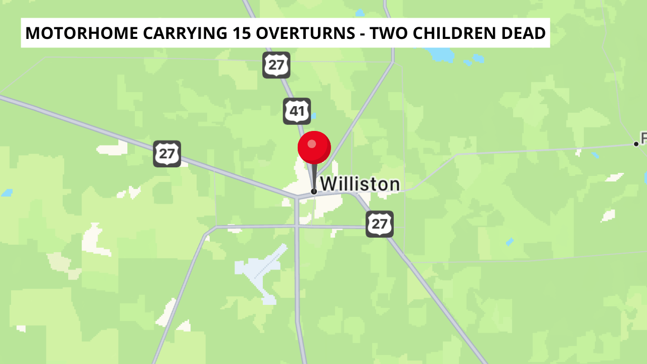 Motorhome Carrying 15 Overturns - Two Children Dead
