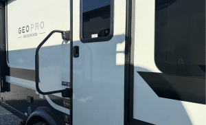 A lock on an RV door