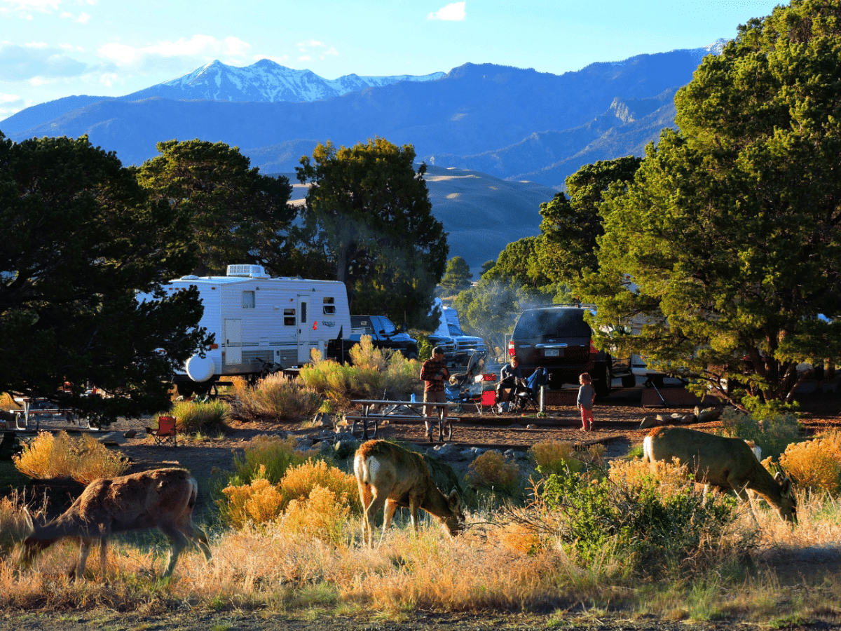 This peaceful photo was taken recently in the National Park Service campground at Great Sand Dunes, where visitors enjoy spending time by a campfire with spectacular views of the dunes and Sangre de Cristo Mountains.