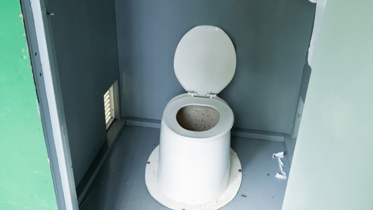 A pit toilet at a campground
