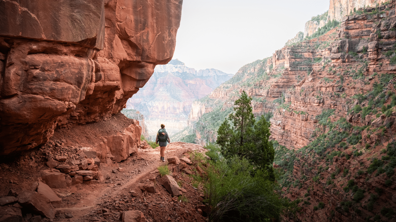 Hiker on the Northern Kaibab Trail