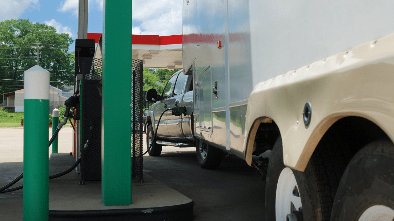 A truck fueling up with diesel