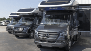 Jayco RV on a Mercedes Benz chassis. Jayco is part of Thor Industries