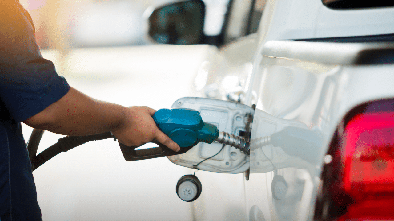 Man fills up his truck