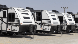 Winnebago Micro Minnie travel trailers at a dealership